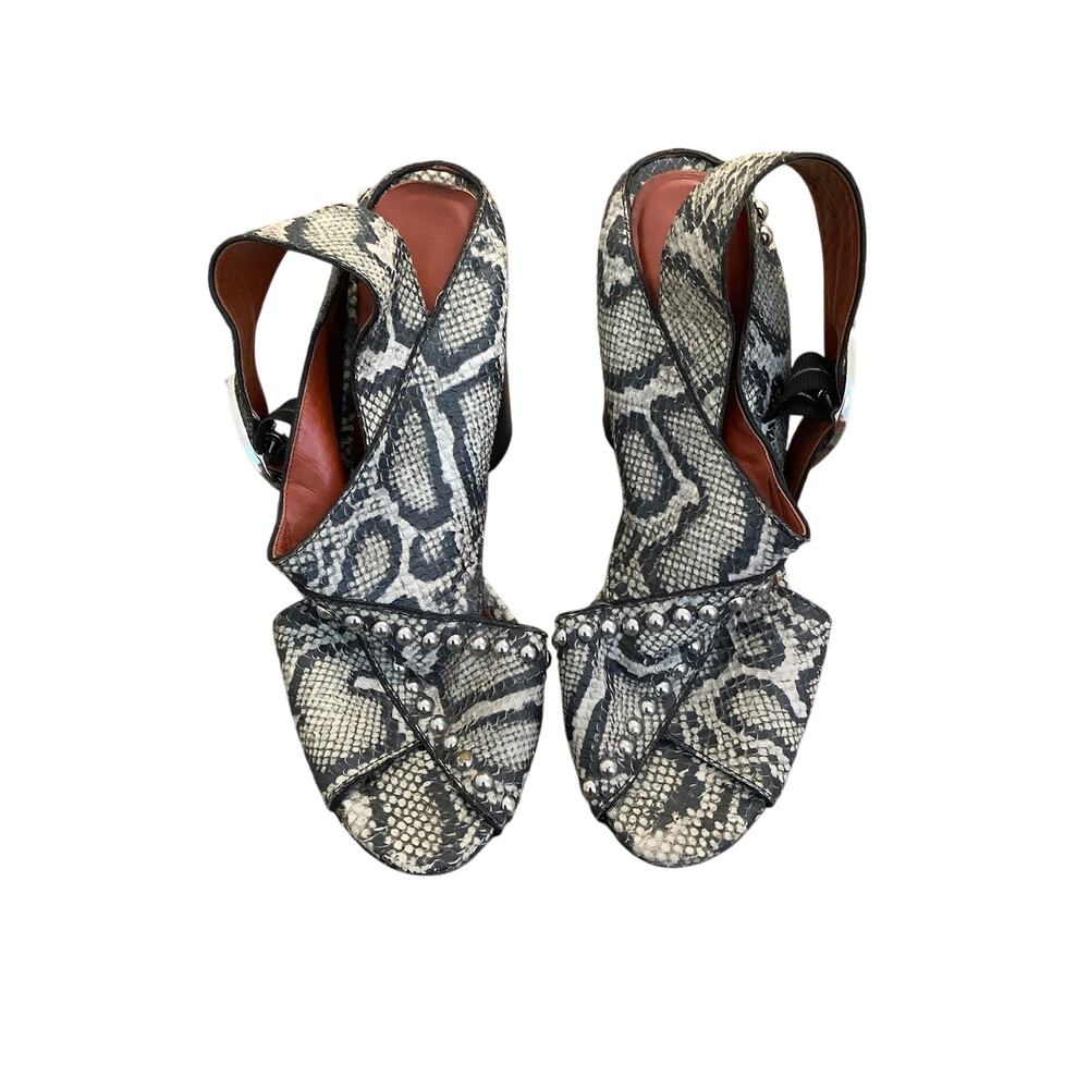 3.1 Phillip Lim Womens 9 Gesso Snakeskin Studded Leather Slingback Sandals P7-6